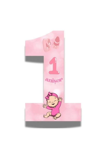 OEM Fundă din polistiren numărul 1, roz, înălțime 50 cm, pentru bebeluși