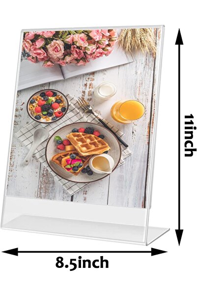 Slasa 3 Pack 8.5x11 L Type Acrylic Sign Holder Clear Plastic Tabletop Display Stand