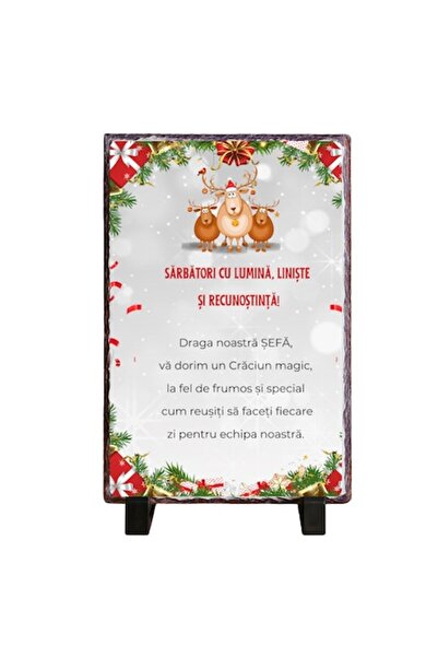 OEM Placă personalizată cu ardezie - cadou de Crăciun, 20x30 cm, cu suport, motiv festiv