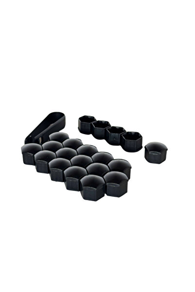 Aftermarket Set de 20 capace pentru piulițe de roată 17 mm + sculă, negre