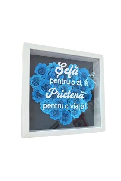 OEM Ramă 3D neagră cu flori de hârtie - „Șef pentru o zi, prieten pentru o viață!” 25x25