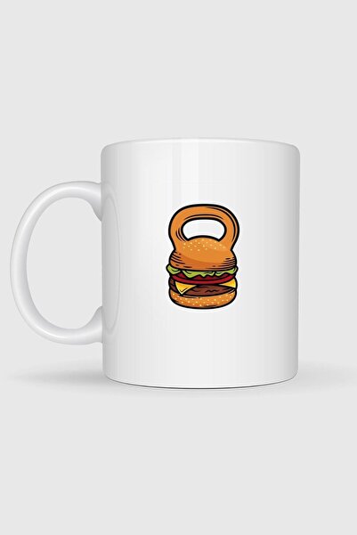 Bahriyeli Collection Hamburger Kettlebell Fitness Gym Designed Mug Cup