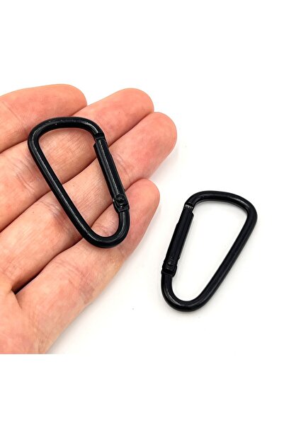 yfhobi 1 Adet - 45 mm Karabina Model Kilitli Kanca Süs Anahtarlık, Siyah Renk