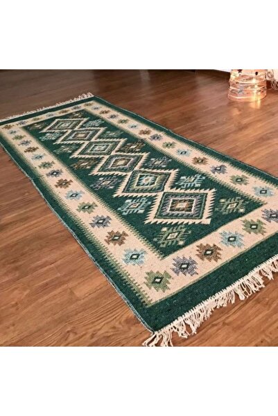 Casa de vis Online Traditional style carpet, cotton with jute, Casa De Vis Online, green, 60 x 150 CM