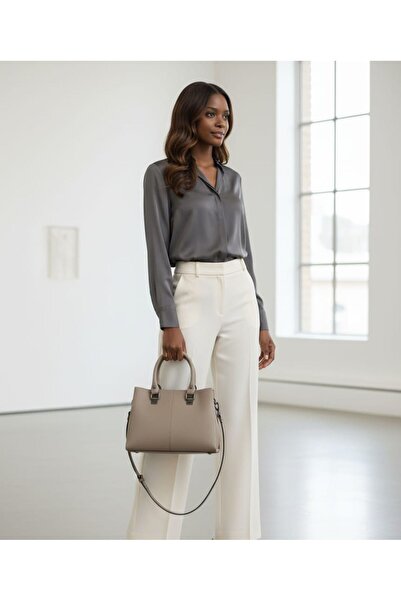 Arvelia Geantă de mână și de umăr pentru femei, din piele artificială crem, c...