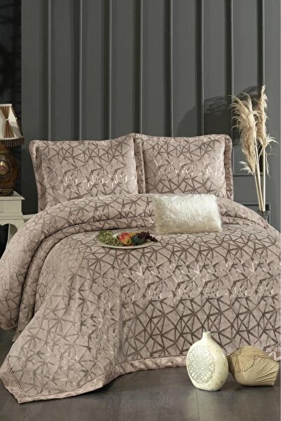 Çeyiz Diyarı Eliz Şönil Çift Kişilik Yatak Örtüsü 260x260 cm Gül Kurusu