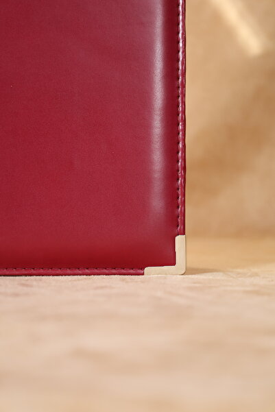 ankara menü Red Leather Signature Folder - Mapa Presentation File - Document Folder (10 Leafs)