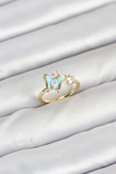 shopwave خاتم نسائي من النحاس الأصفر على شكل فراشة