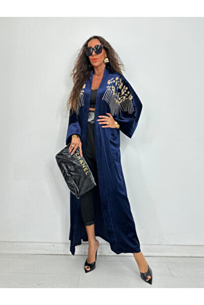 EL jadida Жіночий вишитий оксамитовий кімоно-абая