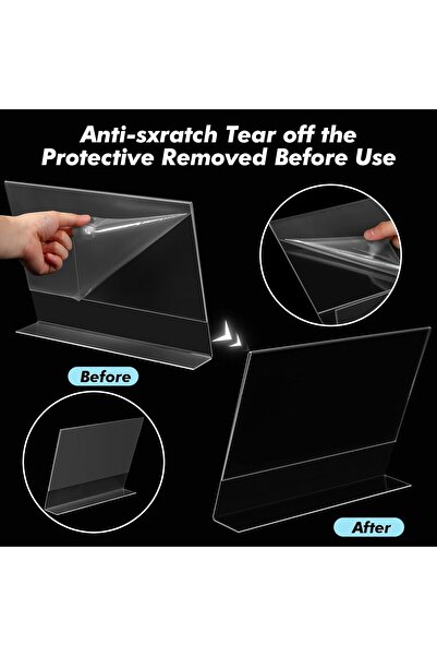 Slasa 4 Pack 11x8.5 L Type Acrylic Sign Holder Clear Plastic Tabletop Display Stand