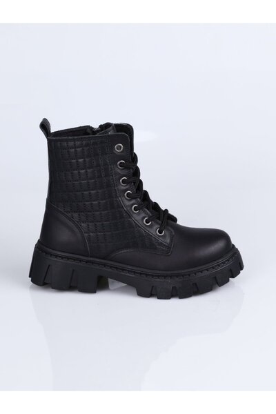 WORLD KİDS 2886 Genuine Leather Boots F.-Black - 35