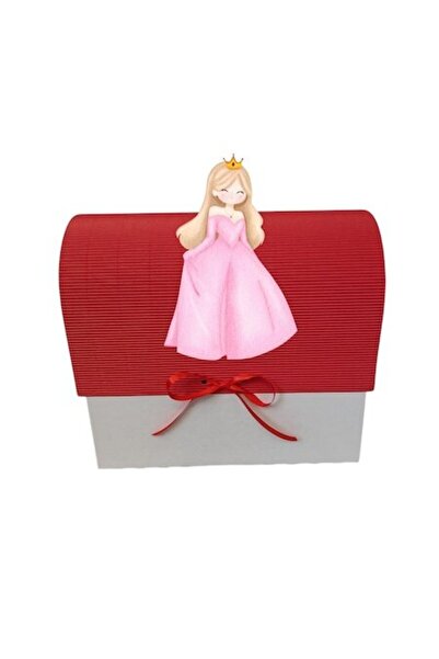 OEM Cutie cadou pentru botez, 34x30x17 cm, roșie, acuarelă prințesă