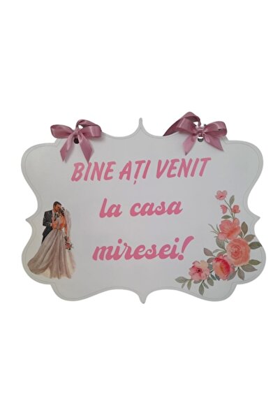 OEM Banner — „Bun venit la casa miresei”, roz, 40 cm