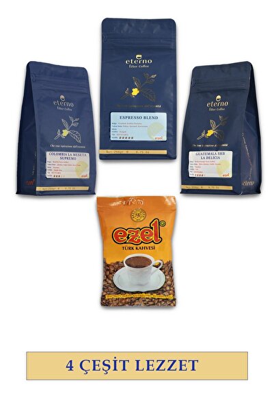 Eterno مجموعة تذوق القهوة إيزل آند كوتيك - 3 فلاتر قهوة + 1 قهوة تركية