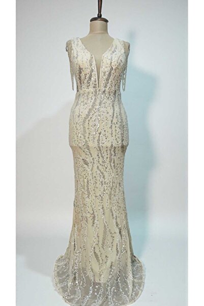 Andress Boutique Glam Goddess Maxi Dress, Silver