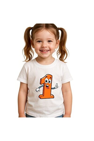 OEM Tricou alb personalizat aniversar pentru fete, numărul 1, 86 cm