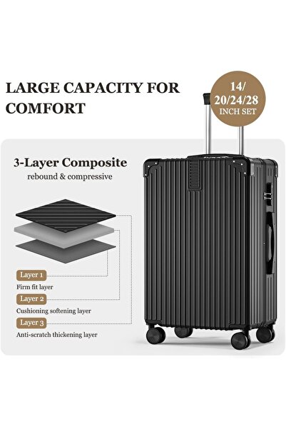 TRASSLE Luggage Sets, Expandable Hardshell Luggage, 4-piece (14/20/24/28)" Suitcase Sets