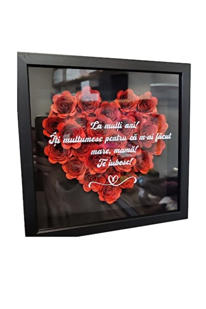OEM Ramă 3D pentru flori de hârtie cu mesajul: „La mulți ani, mulțumesc că m-ai făcut să cresc, mamă! Te iubesc”