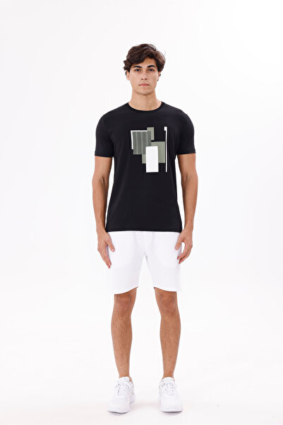 Rowinger Tricou cu mânecă scurtă, cu imprimeu grafic, cu decolteu tip crew, c...