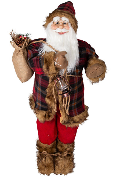 Herdekora Christmas Ornament, Santa Claus, Red-Black - Plaid Fabric, 90 cm