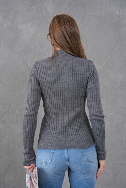 Işşıl 15861-Half Turtleneck Stretchy Knitwear Bodysuit