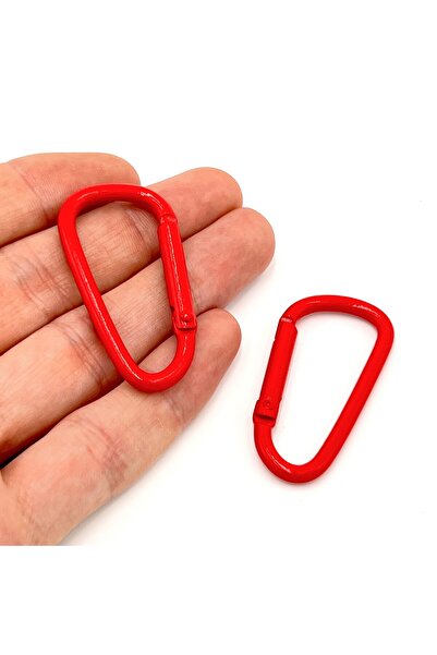 yfhobi 1 Adet - 45 mm Karabina Model Kilitli Kanca Süs Anahtarlık, Kırmızı Renk