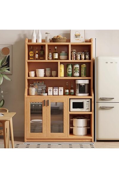 KEKE خزانة تخزين داخل غرفة المعيشة خشب لون بني 100*30*180 سم