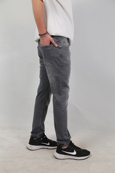 Ofzensport Men's Jeans Skinny Fit Lycra Gray Toe