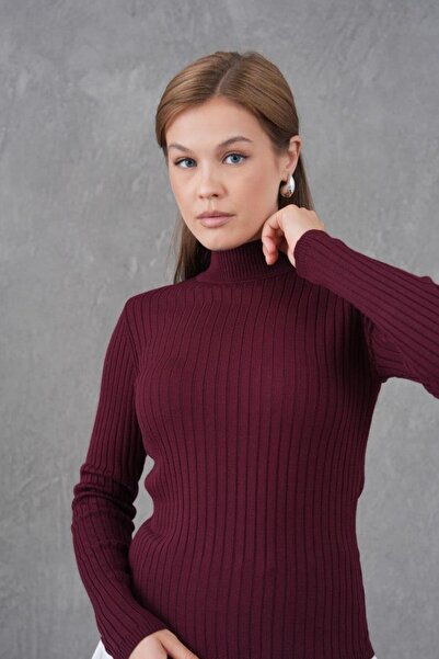 Işşıl 15861-Half Turtleneck Stretchy Knitwear Bodysuit