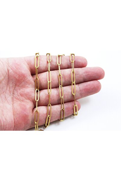 yfhobi 1 Metre- 5x15 mm Çelik Ataç Zincir, Kolye Zinciri, Takı Zinciri, Gold ...