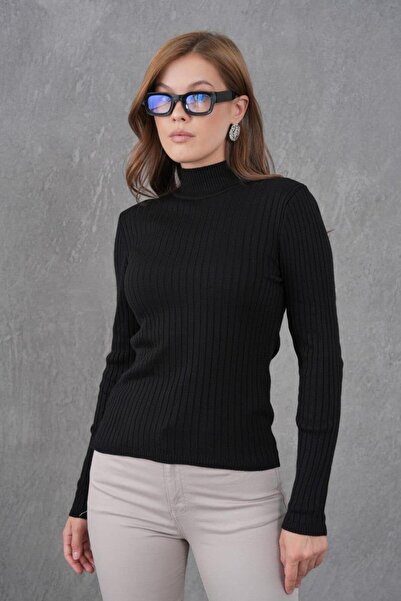 Işşıl 15861-Half Turtleneck Stretchy Knitwear Bodysuit