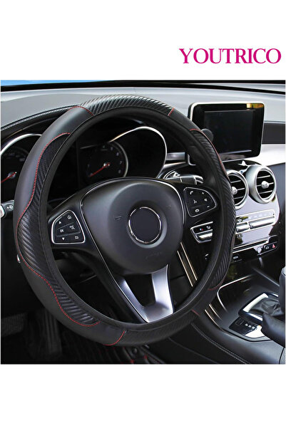 Youtrico Steering Wheel Cover: 15" (38.1cm) Breathable Elastic Carbon Fiber Microfiber PU Leather
