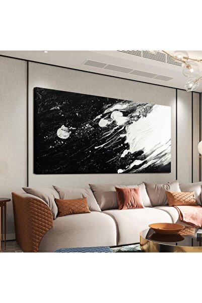 Emoda home Trove لوحة فنية جدارية حديثة من القماش باللونين الأبيض والأسود، مق...