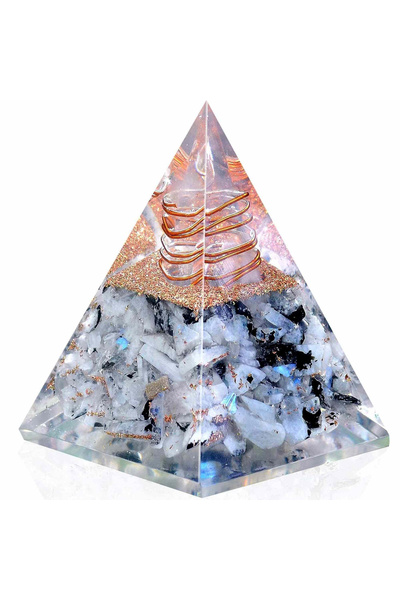 craftmystic Piramidă Orgonică Inspirațională pentru Succes | Piramida Orgonică din Piatra Lunii Curcubeu