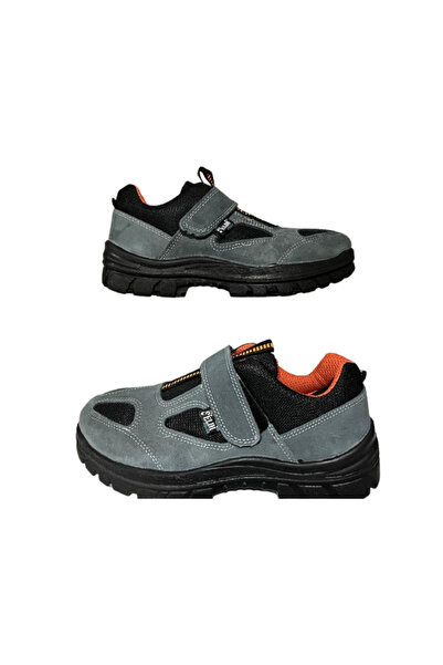 ELDİ Power Men's Grey-Orange Steel-Free Toe Suede Work Safety Shoes