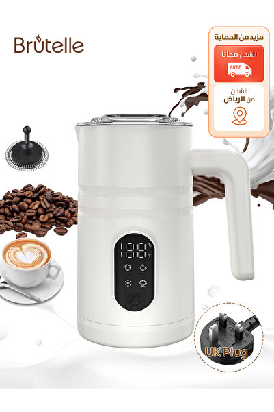 Brutelle Electric Milk Frother 350ml Hot Cold Foam Function Digital Display for Cappuccino Hot Chocolate