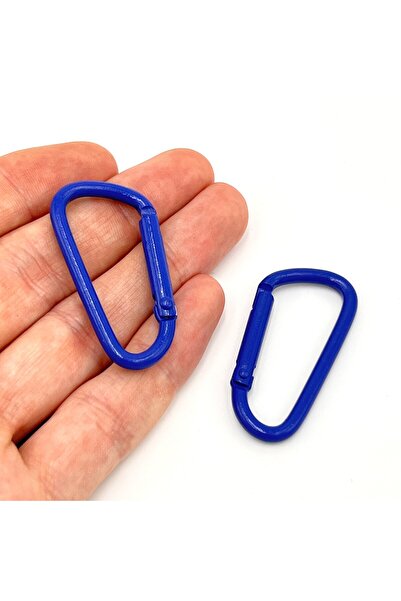 yfhobi 1 Adet - 45 mm Karabina Model Kilitli Kanca Süs Anahtarlık, Mavi Renk