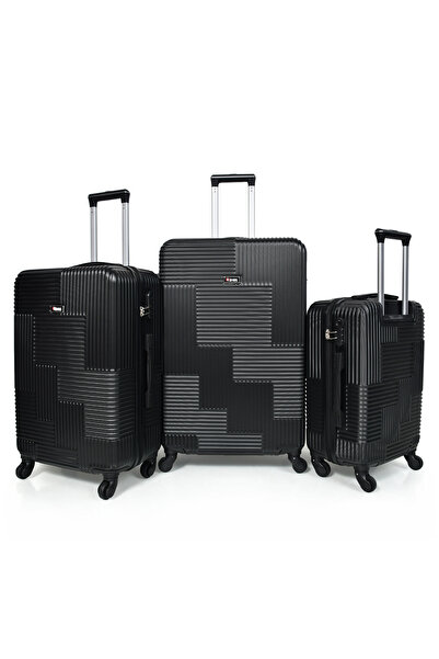 MORANO Hard-Side Luggage Set Lightweight 4 Double Wheeled Suitcase with Built-In Type Lock (Set of 3 Pcs)