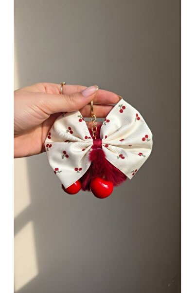 MonoAi Kirazlı Kurdeleli Ponpon Anahtarlık Ve Çanta Aksesuarı