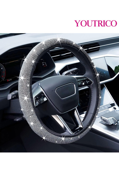 Youtrico Crystal Diamond Rhinestone Steering Wheel Cover-Fits 14 to 15 Inches (35.6-38.1cm)