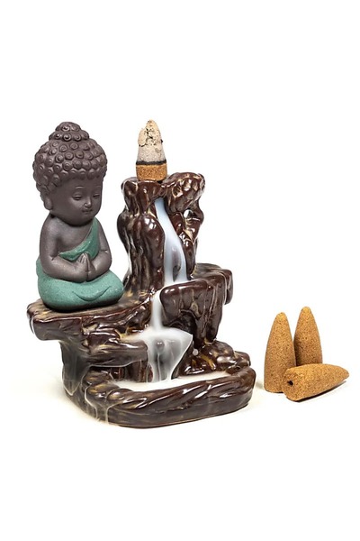 OEM Buddha Smoke Cascade - Backflow Incense Cone Holder for Aromatherapy & Meditation