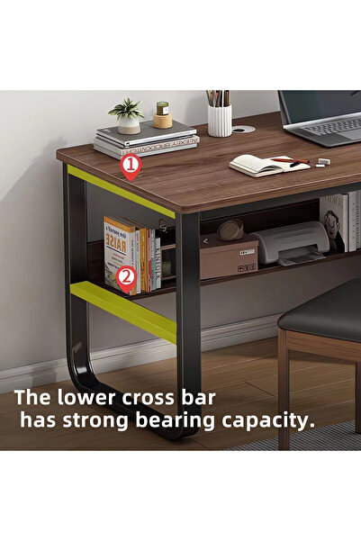 Gogoya Computer Desk with 3 Drawers, Home Office Desks and Industrial PC Desk with Storage, Study Table