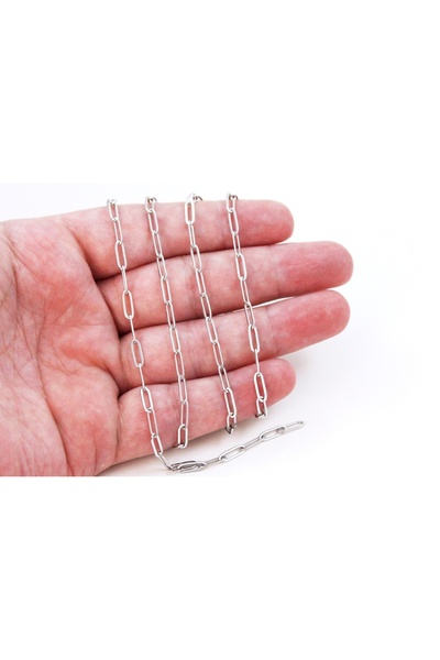 yfhobi 1 Metre- 3x9 mm Çelik Ataç Zincir, Kolye Zinciri, Takı Zinciri, Rodyum...