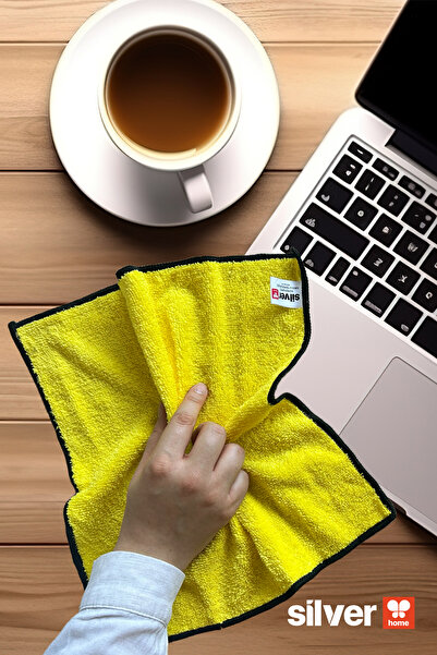 SİLVER HOME Microfiber Super Absorbent 5-Piece Towel Cleaning Cloth-Yellow