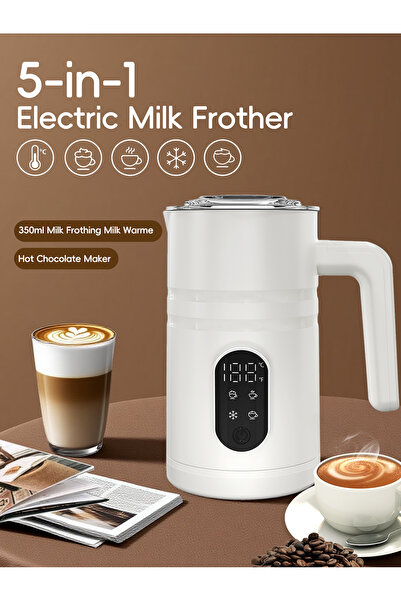 Brutelle Electric Milk Frother 350ml Hot Cold Foam Function Digital Display for Cappuccino Hot Chocolate