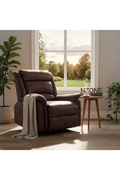 NZONE STORE كرسي استرخاء فاخر قابل للإمالة باللون البني الفاتح