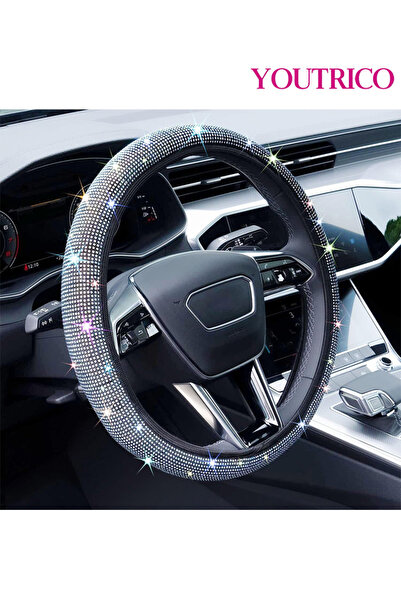 Youtrico Crystal Diamond Rhinestone Steering Wheel Cover-Fits 14 to 15 Inches (35.6-38.1cm)