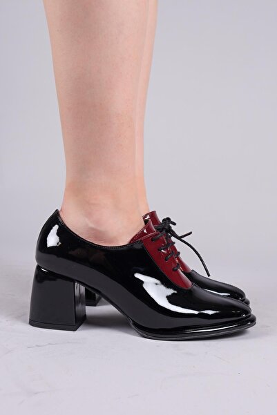 Birikon Matre Lace-Up Patent Leather Heeled Shoes Black