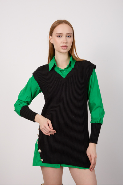 By Özge Ulaş Knitwear Sweater Shirt Combination Double Product