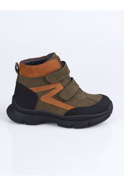 WORLD KİDS 3540 Genuine Leather Boots F.-Khaki - 35